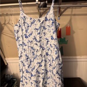 a new day White Dress with Blue Floral Print